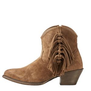 Ariat Duchess Fringe Tan Suede Ankle Boots